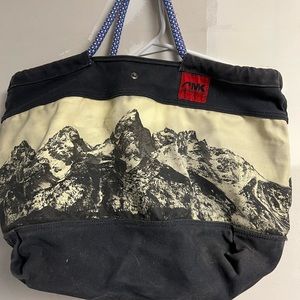 Mountain Khaki canvas tote Teton Print